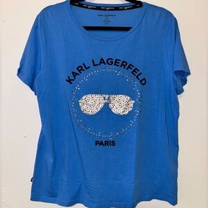 Blue Tee Sunglasses Graphic with Rhinestone